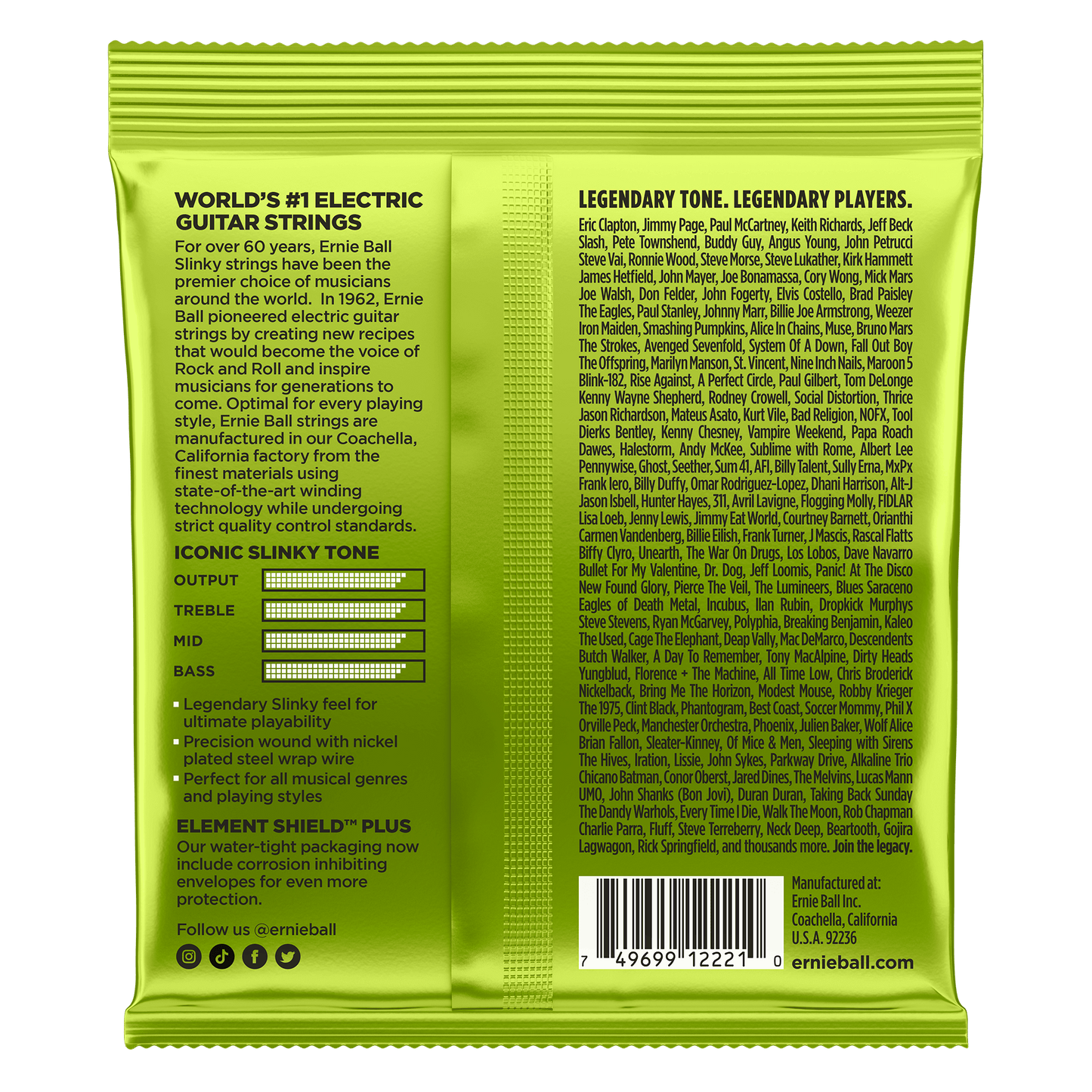 Cordes de guitare Ernie Ball Regular Slinky 10-46