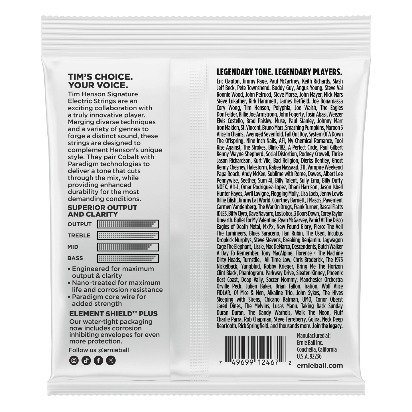 Cordes de guitare Ernie Ball Tim Henson Signature 9,5-46