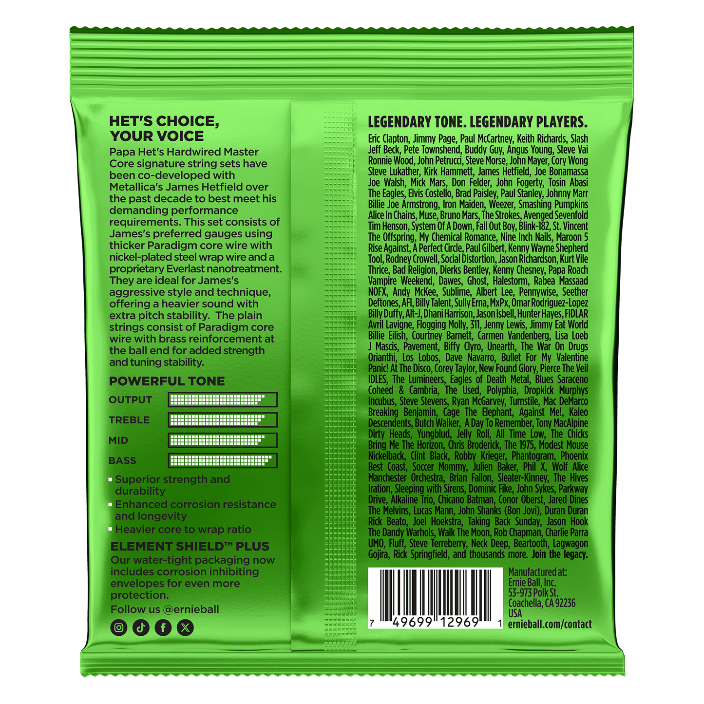 Cordes de guitare Ernie Ball Papa Het's Signature 11-50