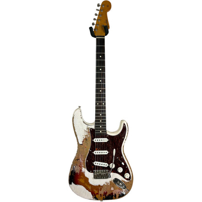 Fender MJT 60s Reissue Stratocaster - White over Sunburst - Heavy Relic