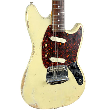 Fender Japan 69 Reissue Mustang 1993-1994 - Тежък Реликт Винтидж Бял