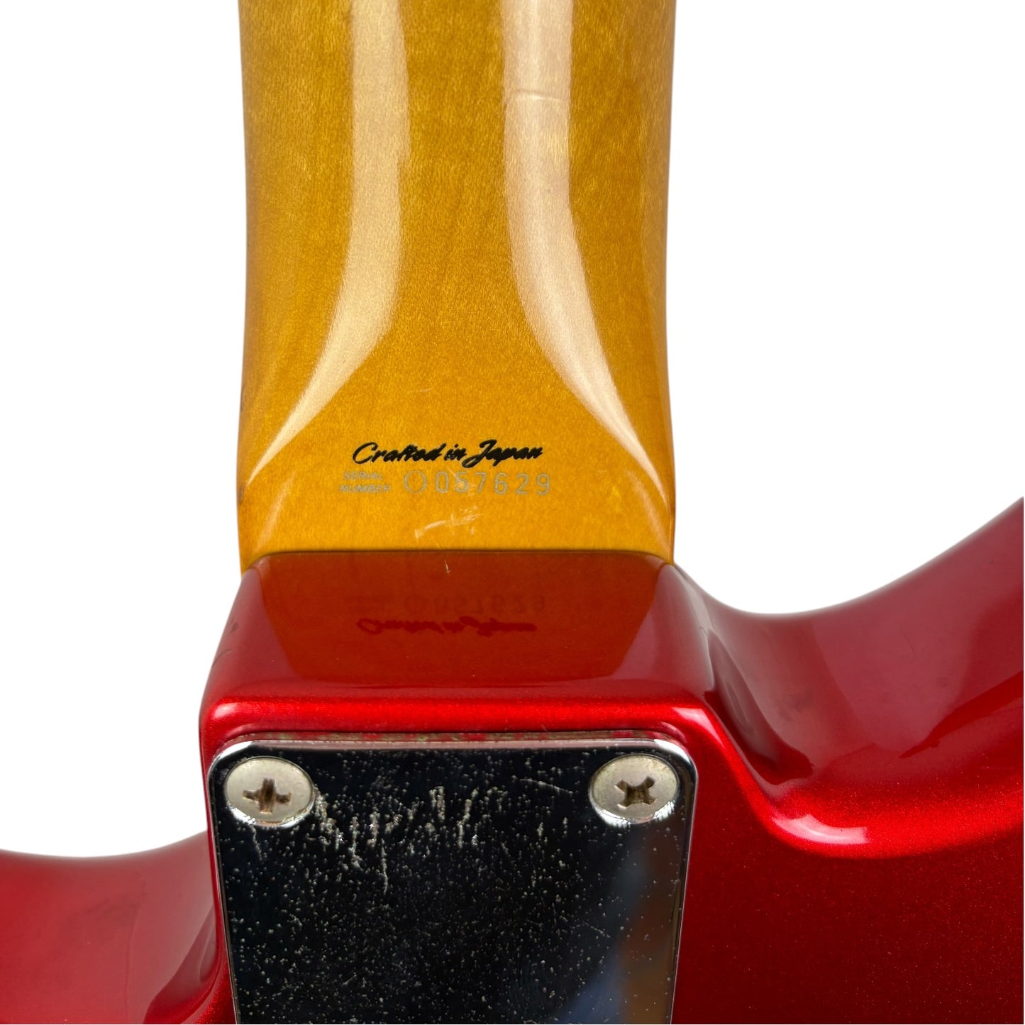 Fender Japan 66 Reissue Jaguar 1997–2000 – Candy Apple Red – główka w kolorze korpusu