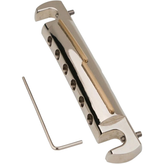 Faber TBWC-59NG-BR Faber Vintage Spec ALU Kompensert Wraparound Tailpiece, nikkel, blank, intonasjonslist: messing