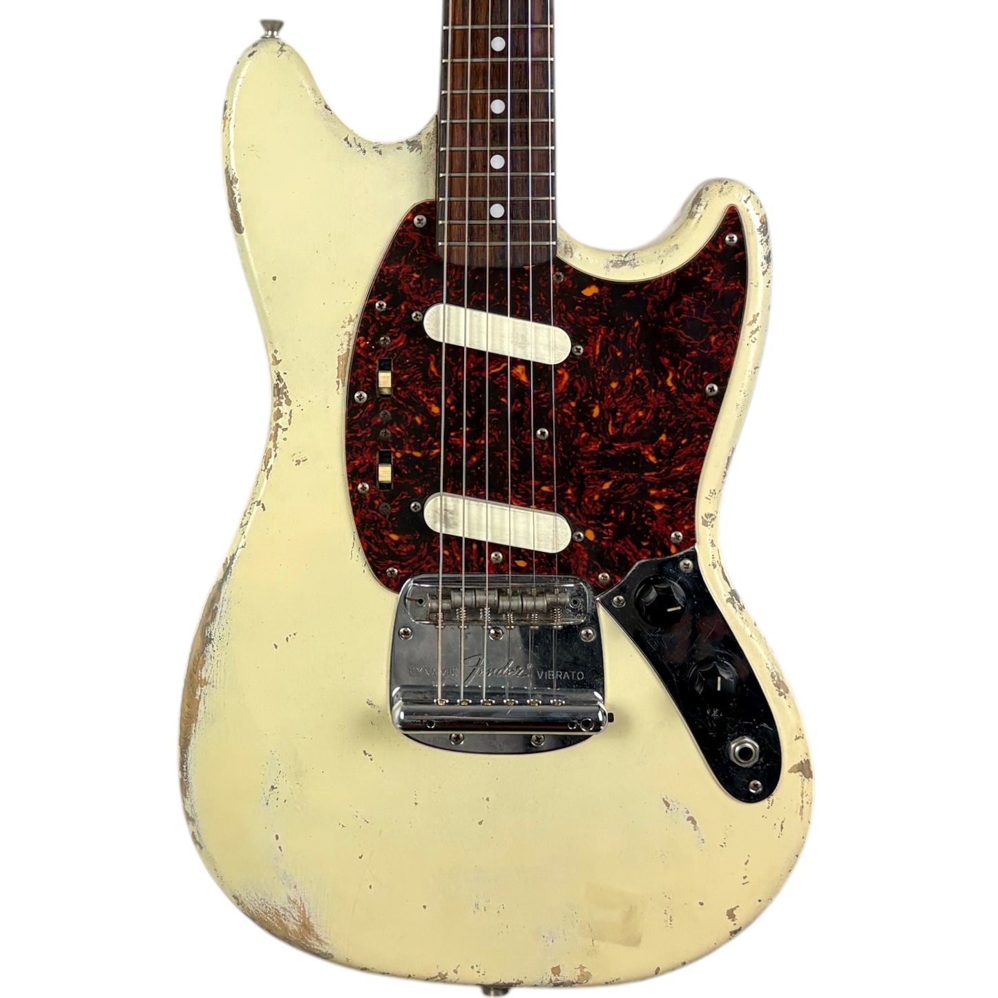 Fender Japan 69 Reissue Mustang 1993-1994 - Тежък Реликт Винтидж Бял
