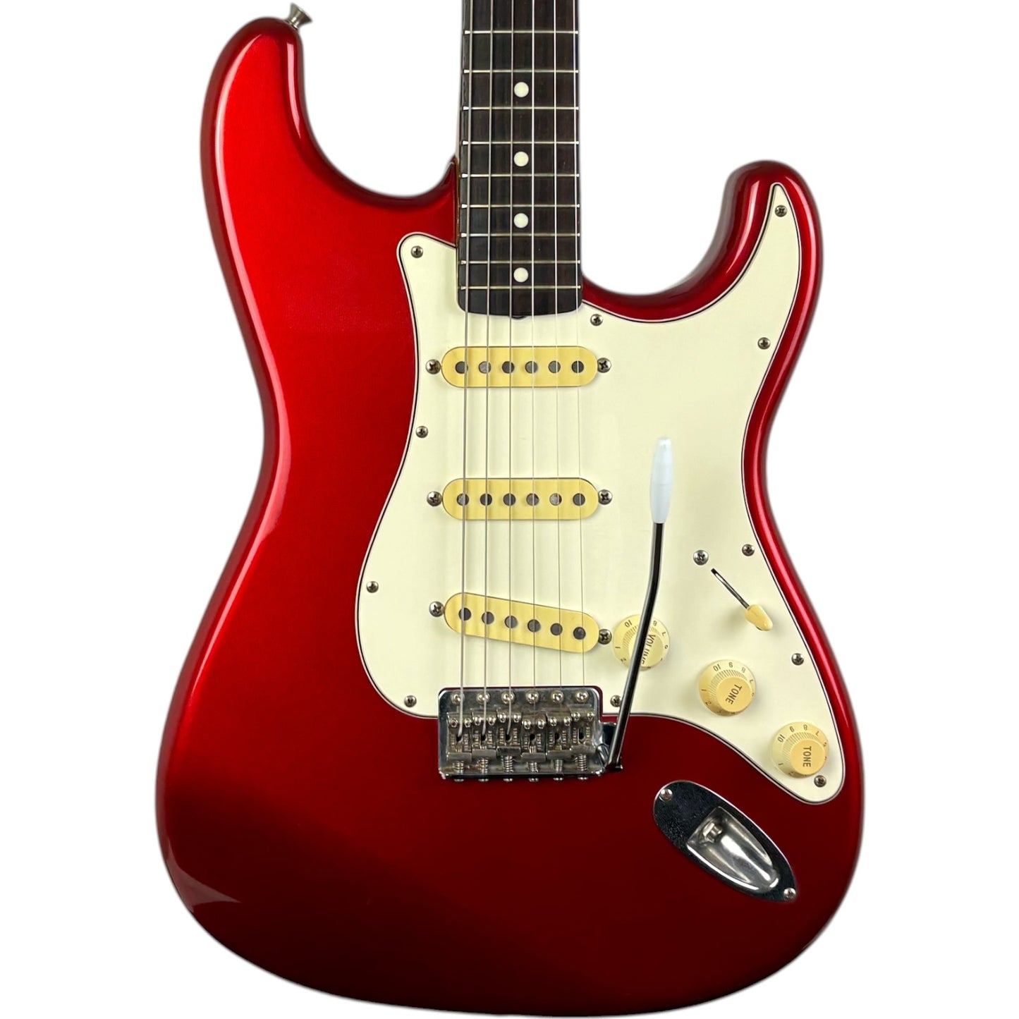 Fender Japan 62 Reissue Stratocaster 1994-1995 - Канди Епъл Ред - Със съвпадащ глава на грифа