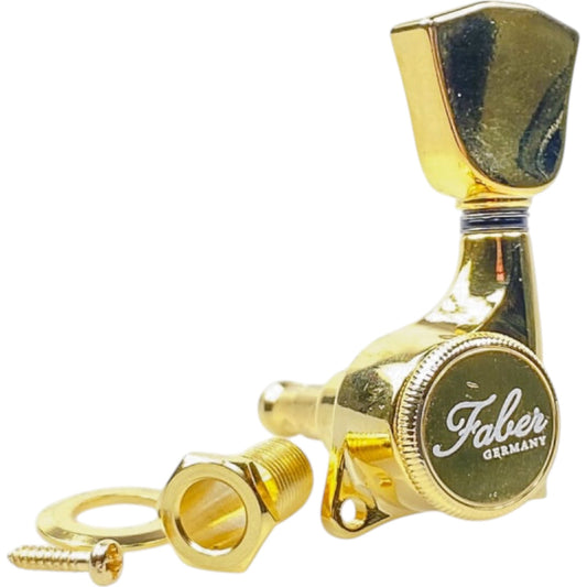 Faber FT33L-GG колки с фиксатором Faber, 3+3, болтовая втулка, золотой глянец