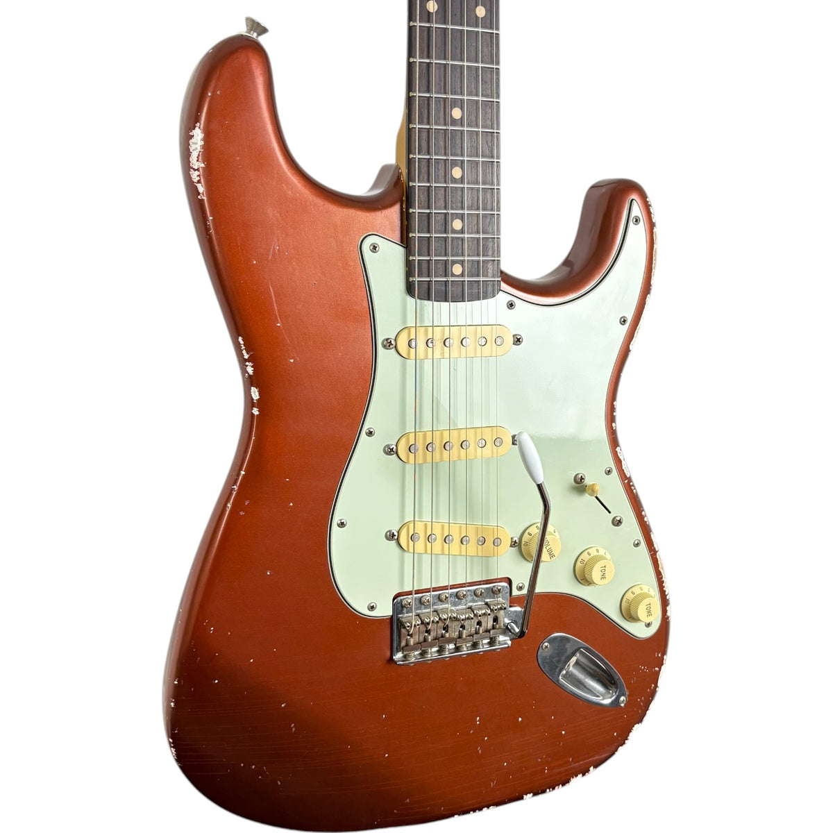 MJT VTS от Mark Jenny Heavy Relic USA Stratocaster 2026 2026 - Оранжево с ефект на обгаряне