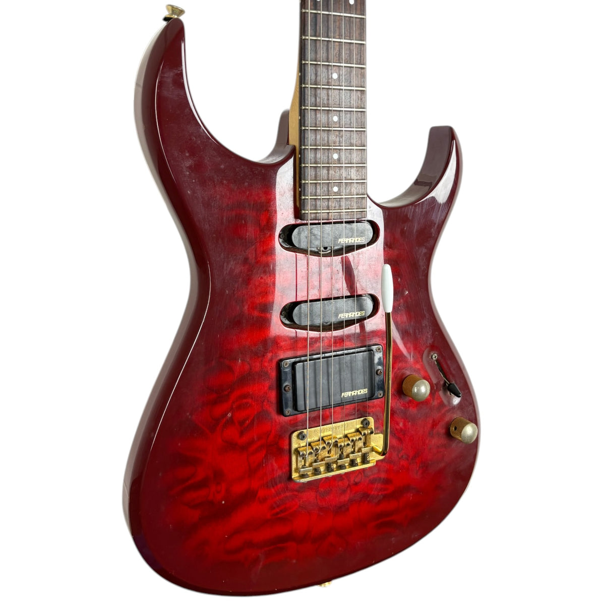 Fernandes Japan FGZ-420 Superstrat 1997-2003 - Vermelho Transparente com Topo Acolchoado