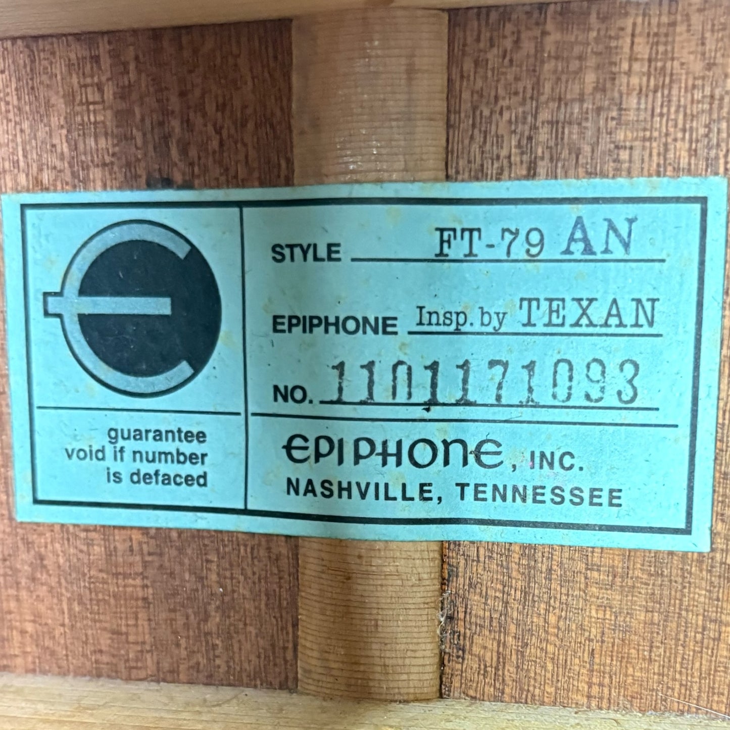 Epiphone Akustik FT-79 Inspired By Texan 2011 – Natural