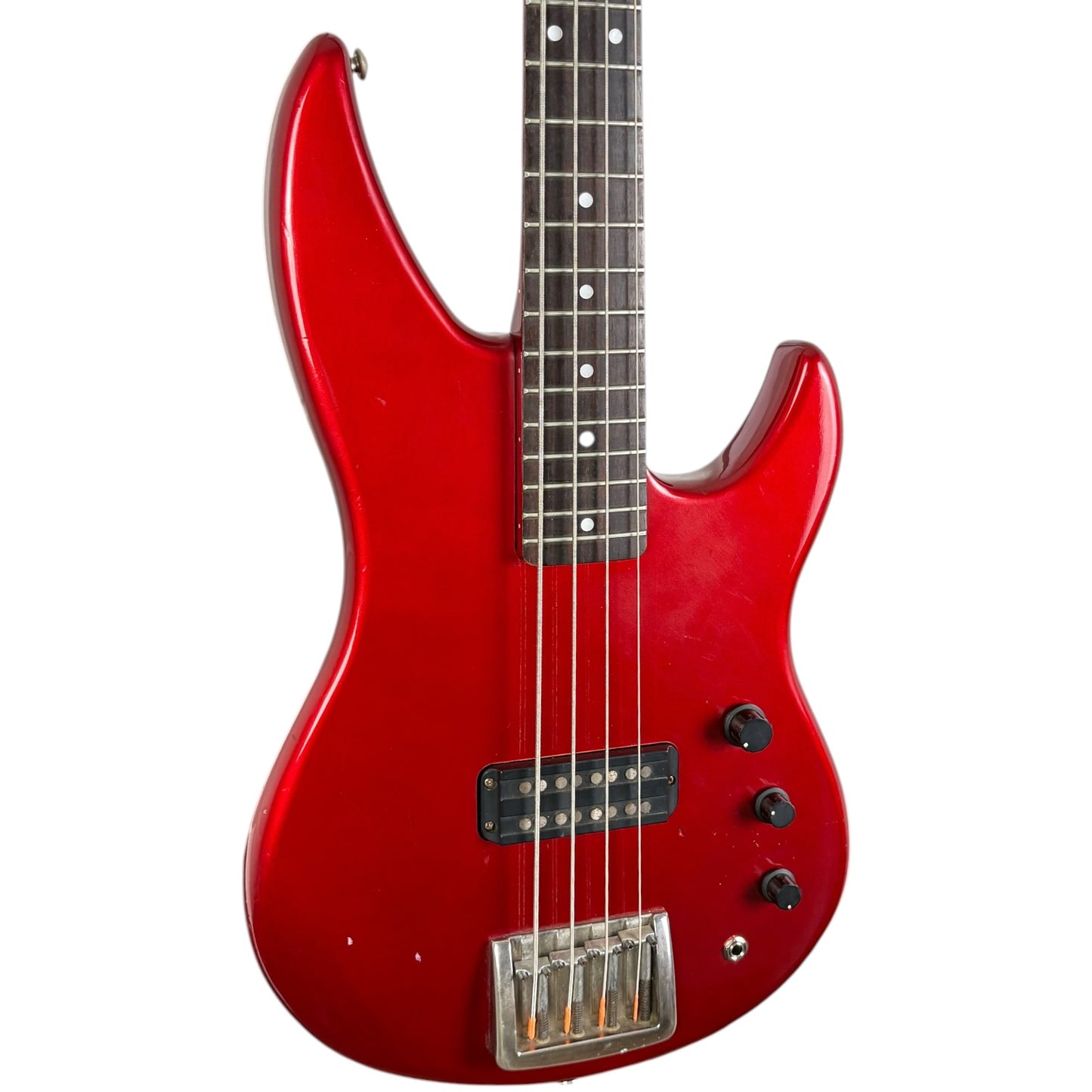 Elektrická baskytara Tokai LBX z roku 1984 – metalická červená